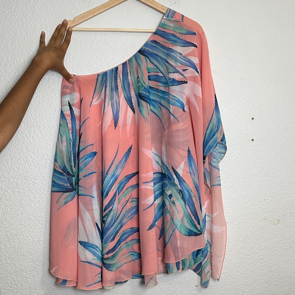 Show Me Your Mumu Zsa‎ Zsa One Shoulder Mini Dress Pink Tropical Leaf Print XS - Picture 2 of 11